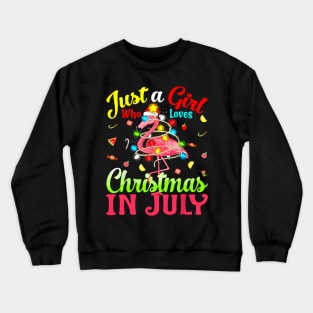 Just A Girl Who Loves Christmas In July Flamingo Crewneck Sweatshirt